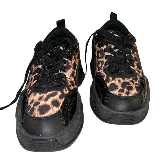 Versace Jeans Couture Stargaze Leopard Nylon & Leather Lace -Up Platform Sneaker - Picture 2 of 6